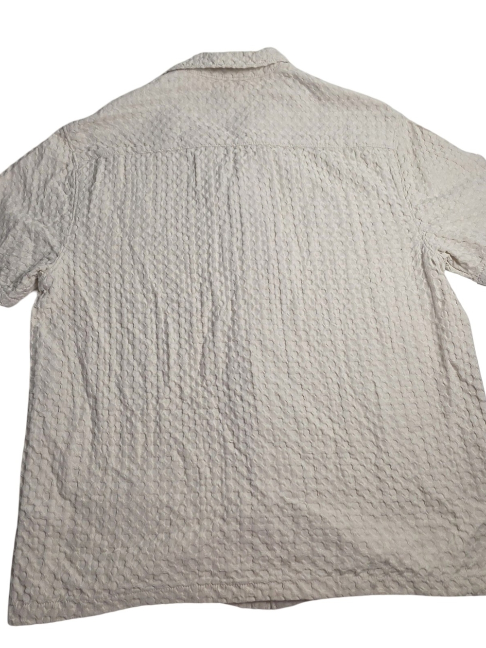 No Boundaries Textured Camp Collar Shirt Men's Medium Cream 100% Cotton Coastal - Picture 3 of 8